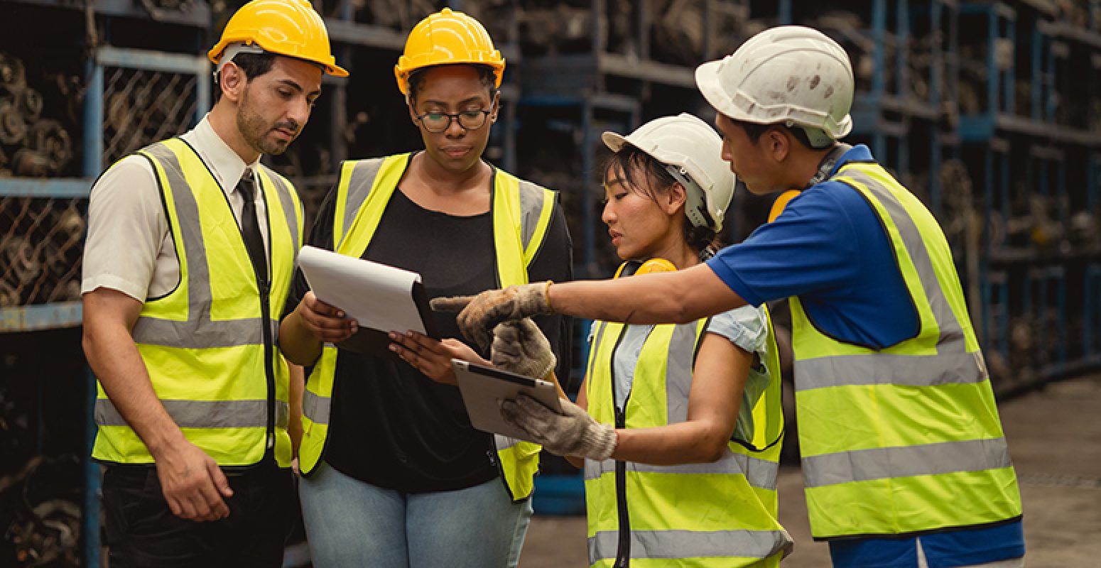 group of engineer industry worker team working together help sol Labor Transportation